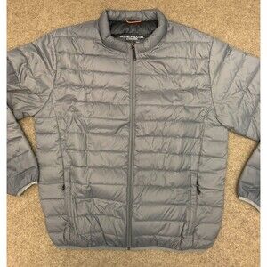 Royal Falcon Jacket Mens L Duck Down Feather Puffer Insulated Gray Nylon Zip-Up